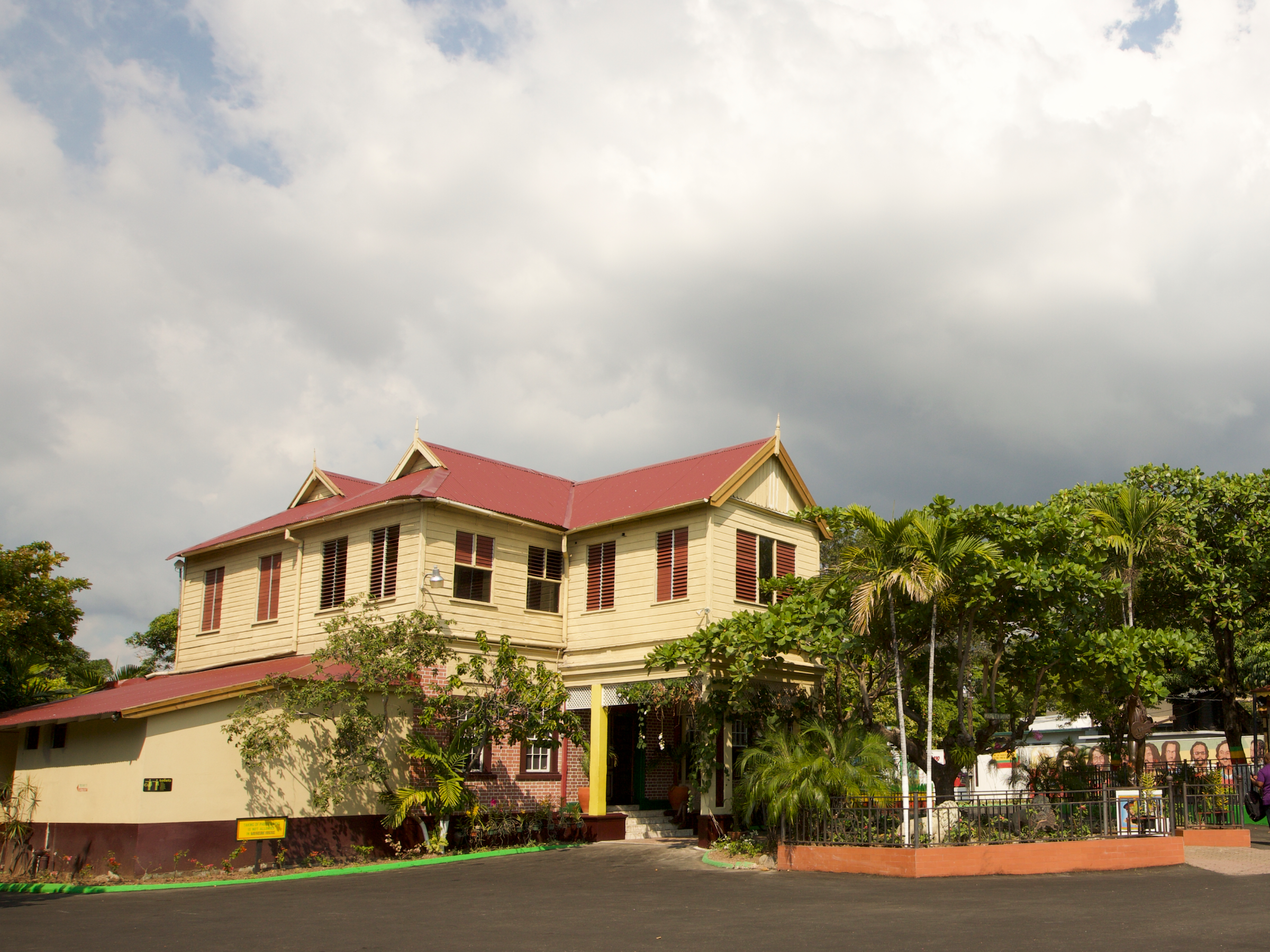 A view of the Bob Marley Museum from the car park