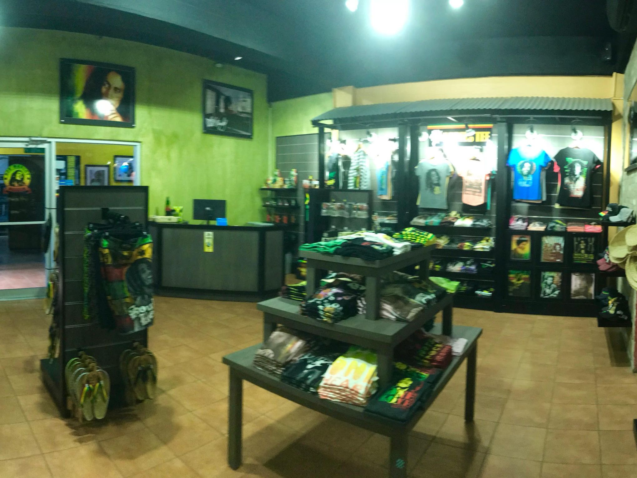 A view inside the Bob Marley gift shop